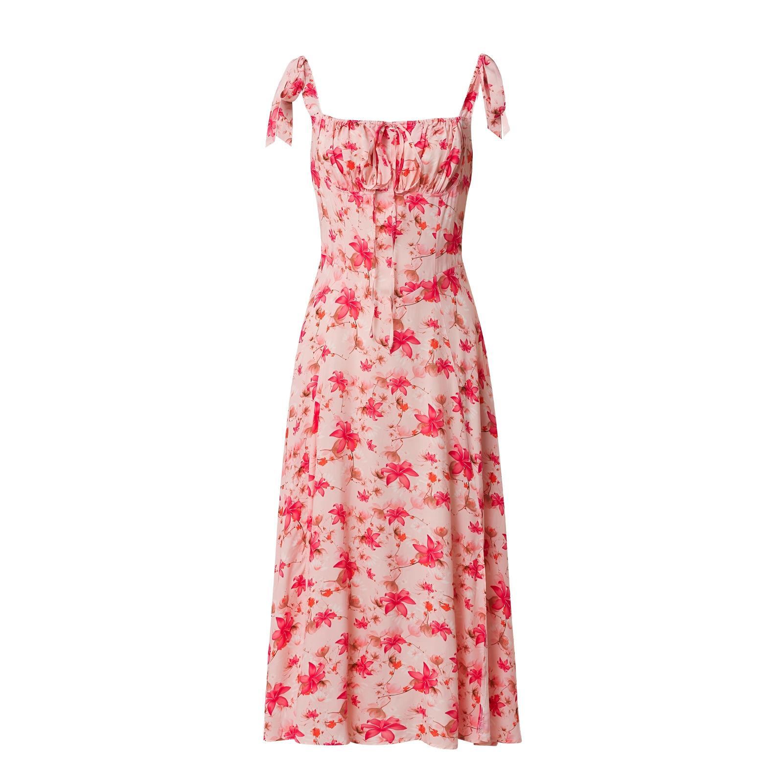 Pink Floral Cami Midi Dress